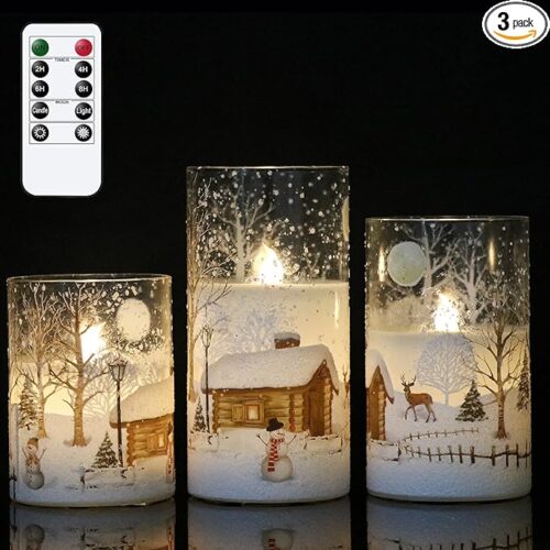 1 Wax LED Flickering Pillar Candles White Cold Light Window Christmas Holiday Decor