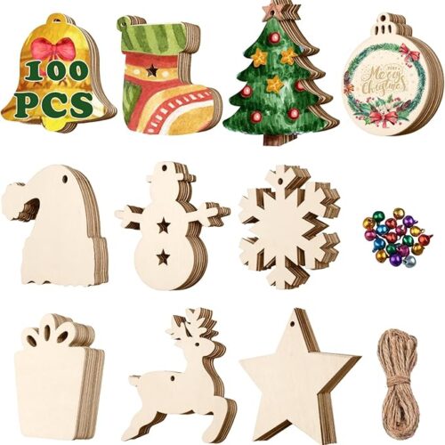 1 Wooden Christmas Ornaments Unfinished Predrilled Wood Circles for Crafts Centerpieces
