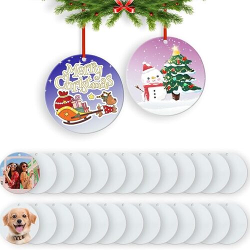 1 26 PCS- 3 Inch Sublimation Christmas Ornament Blanks Double Side with Red String