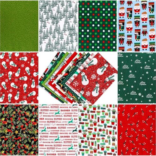1 0 Pieces 8x10'' Random Christmas Fabric Multi-Color Fabric Patchwork Cotton