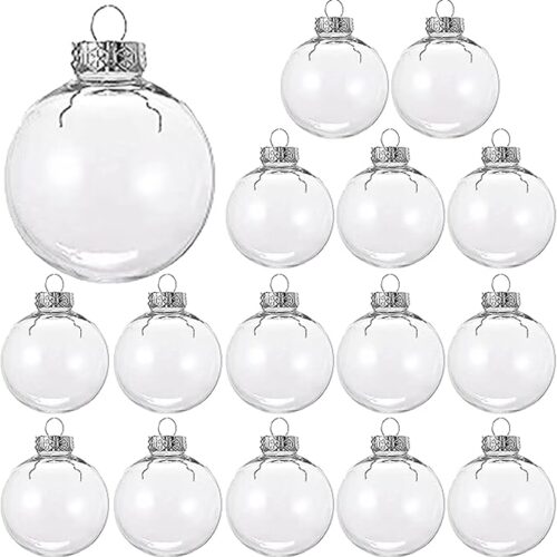 15 Pcs DIY Clear Fillable Christmas Ornaments
