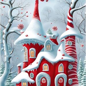 Christmas Diamond Painting Kits for Adults,Red House Diamond Art Kits