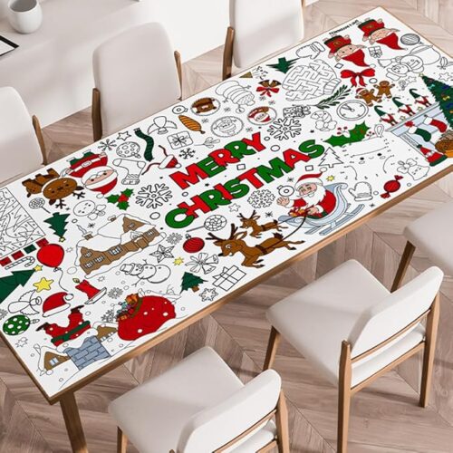 1 Christmas Crafts for Kids, Christmas Coloring Tablecloth