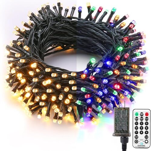 1 65.67ft 200 LED Color Changing Tree Lights 11-Function Warm White & Multicolored Christmas Lights