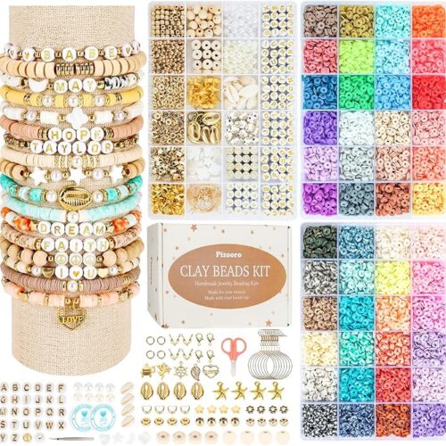 1 Clay Beads 3 Boxes Bracelet Making Kit, 10500pcs Beads for Jewelry Making