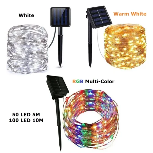 Xmas Party Garden Decor Solar String Lights LED Outdoor Waterproof Copper Wire