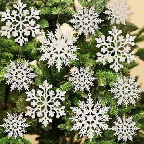 1 36pcs Snowflakes-Christmas Tree Decorations, Snowflake Ornaments for Tree