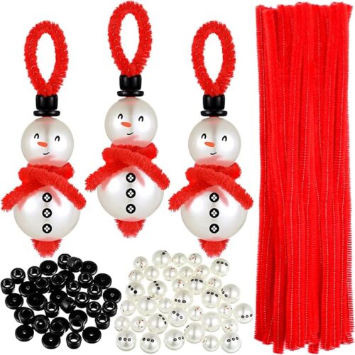 1 100 Pieces Christmas Snowman Beaded Ornaments Kits to Make Miniatures