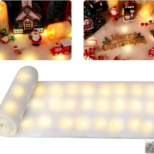 1 1 Set LED Christmas Fake Snow Blanket Roll with Lights