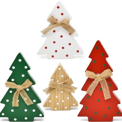 1 4 Christmas Trees Wooden Table Decorations Centerpiece