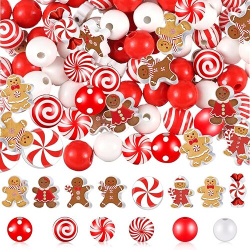 1 200 Pcs Christmas Beads for Crafts Christmas Beads for Jewelry Making
