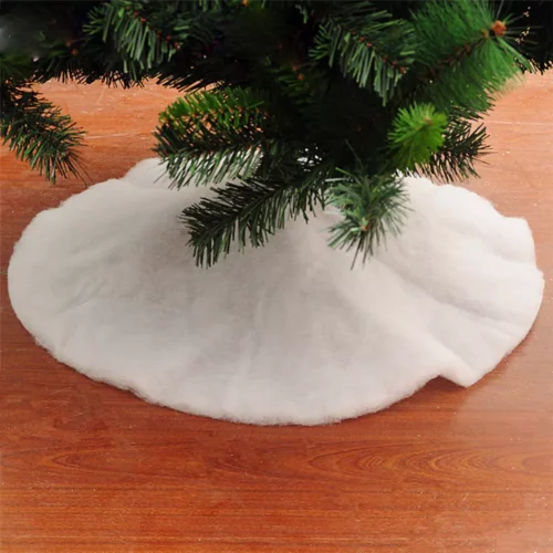 1 24"/60cm White Plush Xmas Tree Skirts Faux Fur Carpet Merry Christmas Decoration