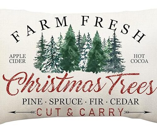 Christmas Pillow Cover 12x20 Farm Fresh