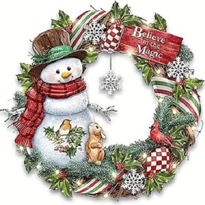 Christmas Diamond Painting Kits,Snowman Wreath Diamond Art Kit for Adults