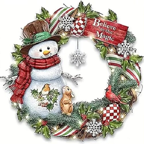 1 Christmas Diamond Painting Kits,Snowman Wreath Diamond Art Kit for Adults