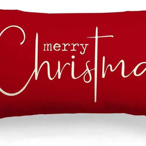 Christmas Red Cotton  Cloth Pillow Cover 12X20 inches