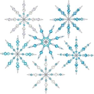 6 Pack Beaded Snowflake Ornament Kit for DIY Making Christmas Tree Ornaments