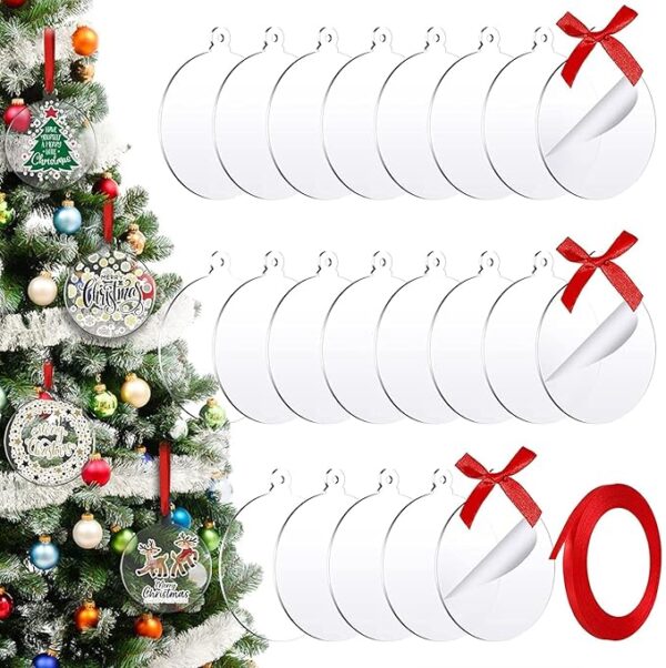 100 Pcs Clear Round Acrylic Ornaments Clear Acrylic Christmas Ornaments 1