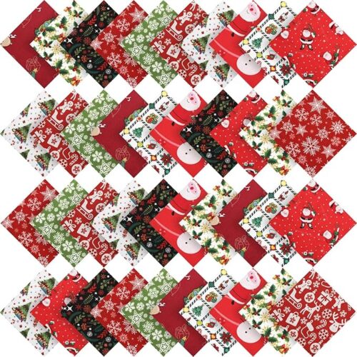10 Different Christmas Patterns Patchwork for DIY Christmas Sewing(5 x 5 Inch)
