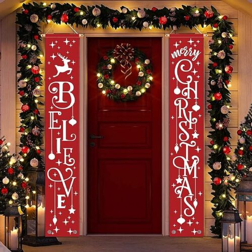 1 Merry Christmas Banner- Christmas Door Banner 71"x 12"