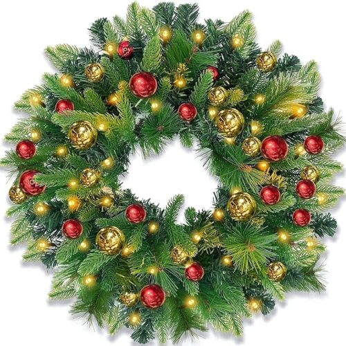 Realistic Tips 30 Lights Timer 32 Ball Ornament 160 Branch Pine Needles Battery Operated