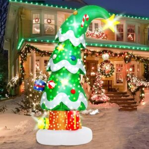 Blow Up Christmas Tree with LED Light for Xmas Holiday Party Garden, Yard, Lawn