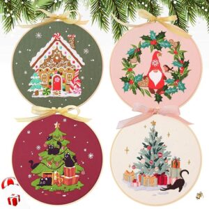 Christmas Embroidery Kit, for Adults, 4 Sets