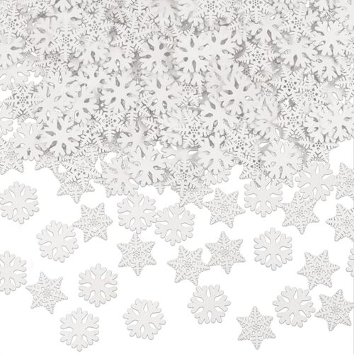 300pcs Wooden Snowflake White Snowflake Ornaments