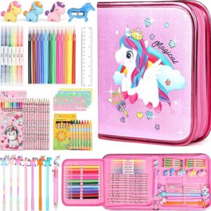 Unicorn Fruit Scented Markers Set 56 Pcs, Art Supplies for Kids 4-6-8