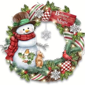 Christmas Diamond Painting Kits,Snowman Wreath Diamond Art Kit for Adults