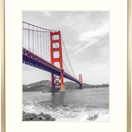 11x14 Aluminum Photo Frame with Ivory Color Mat for 8x10 Picture & Real Glass