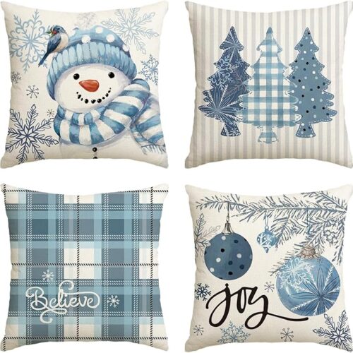 18 x 18 Inch Xmas Tree Winter Holiday Buffalo Plaid Cushion Case Decoration