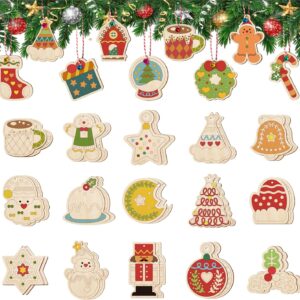 60 Pcs Wooden Christmas Ornaments, 30 Styles DIY