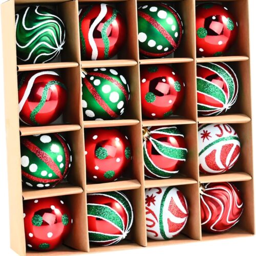 1 2.36" 16PCS Plastic Christmas Tree Ornaments Balls
