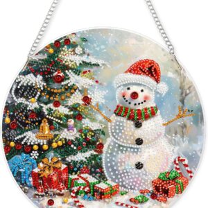 DIY Hanging Diamond Art Pendant Kit Snowman 9.8x9.8inch Acrylic Board