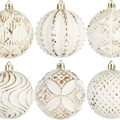 1 6 PCS Vintage Rustic Distressed Xmas Hanging Ornaments Shatterproof