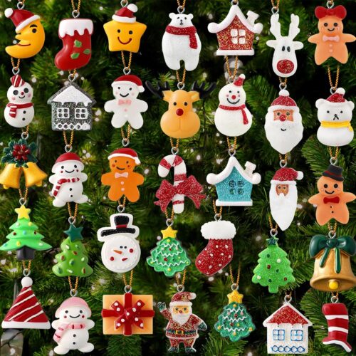 1 100 Pieces Christmas Mini Ornaments Small Resin