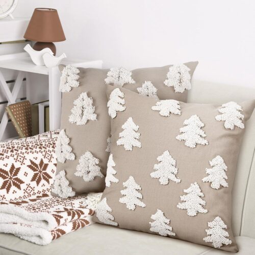 2 Pcs Christmas Pillow Covers 18x18 Inch Christmas Tree