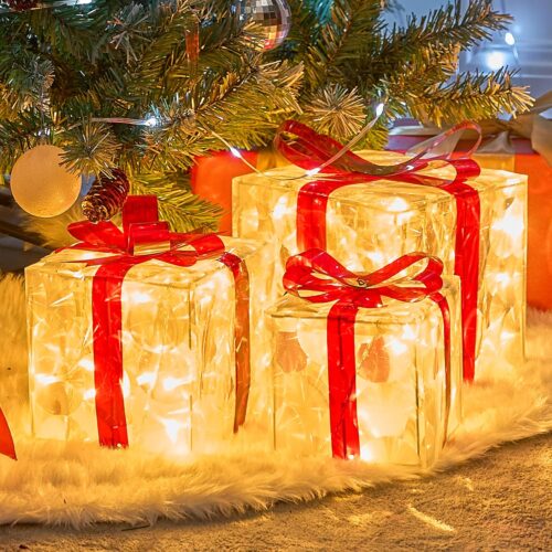1 Christmas Lighted Gift Boxes, Christmas Decorations Set of 3