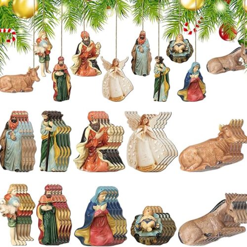 40 Pieces Christmas Nativity Scene Vintage Ornament