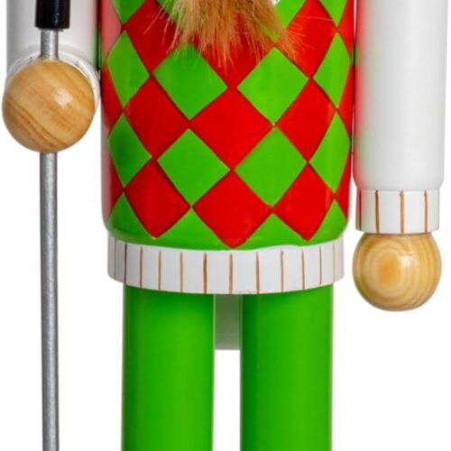 Golf Player Christmas Nutcracker – Red and Green Wooden Golfer with Club and Ball