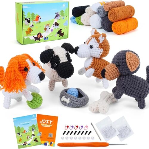 Crochet Kit for Beginners, Crochet Animal Kit, Knitting Kit with Yarn