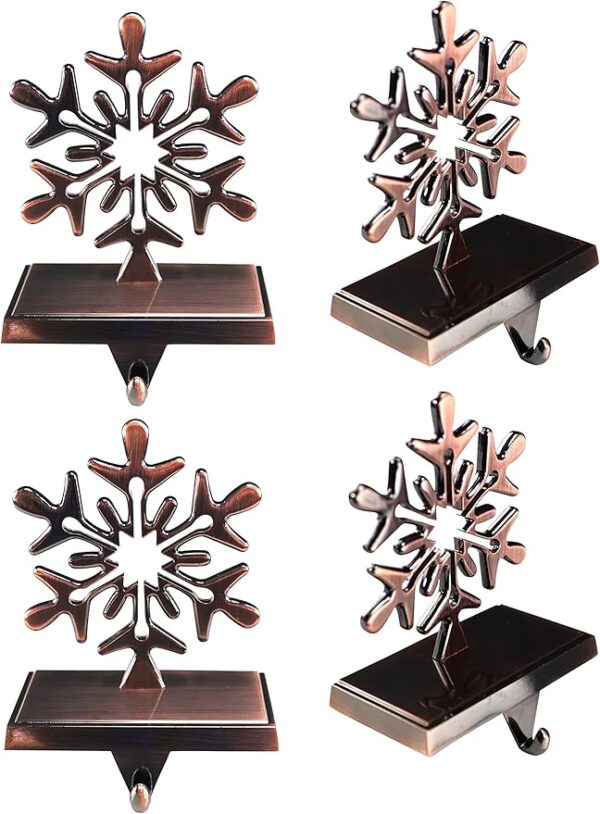 Snowflake Stocking Hanger Holder, Oil-Rubbed Bronze, 4-Pack 1