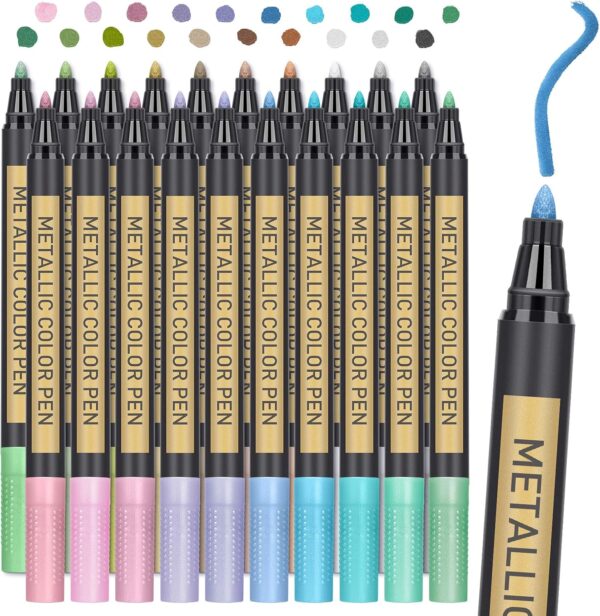 Metallic Paint Markers, 20 Colors Paint Pen Craft Markers 1