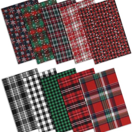 10 Pcs Christmas Plaid Bundles Quilting Fabric,16 x 20 inches Rectangle Cloth
