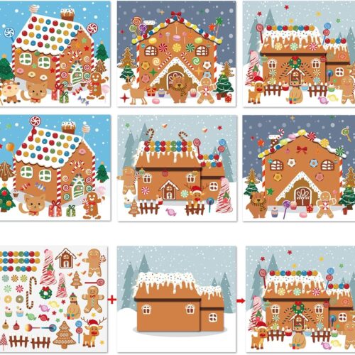 30 Sheets Make a Gingerbread House DIY Craft Stickers Scenes, 15 Sets