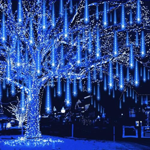 Certified Falling Rain Drop Lights Snowfall Icicle Cascading String Lights