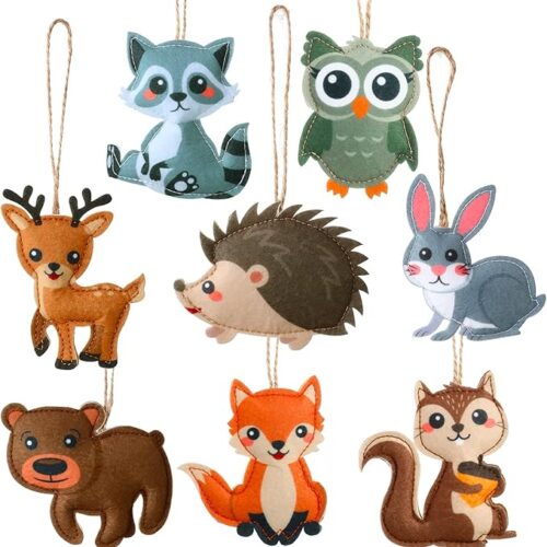 1 8 Pieces Woodland Christmas Ornaments My Forest Friends Felt Animals Christmas Ornaments