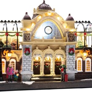 Battery Operated Xmas Figurine Musical House Snow Scenes Gift for Christmas