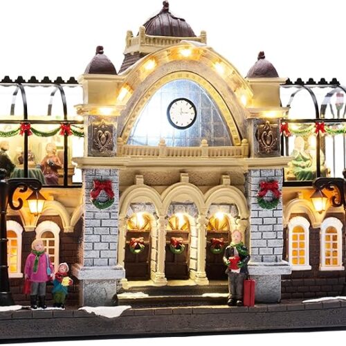 1 Battery Operated Xmas Figurine Musical House Snow Scenes Gift for Christmas